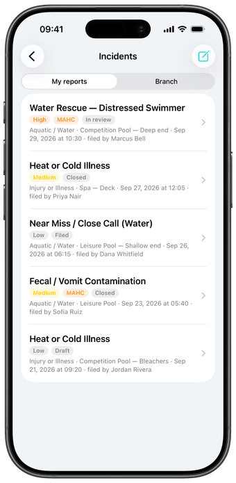 An incident report being filed on iPhone